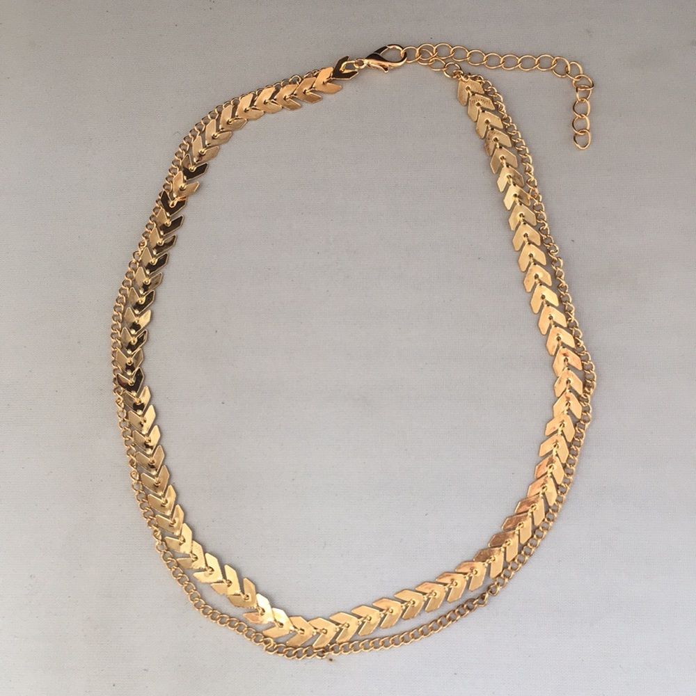 New! Gold Chevron Choker Necklace - Picture 7 of 9